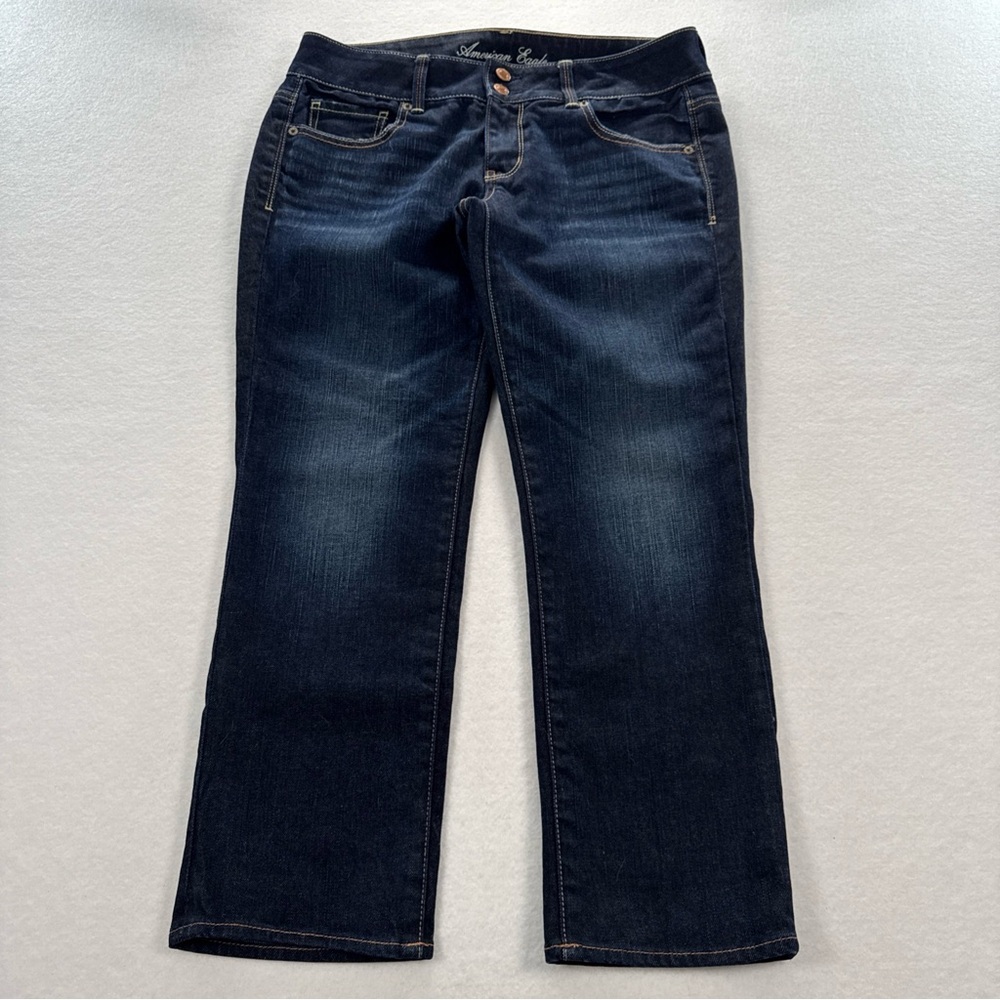 American Eagle‎ Artist Cropped Jeans Women's 10 Dark Denim Low Rise Ankle Boot